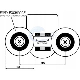 AquaParts Shower cubicle wheels, diameter 23 mm wheel diameter, 1 piece, black, for shower cubicle door, sliding door, shower door wheels, castors, shower door rollers, shower door rollers