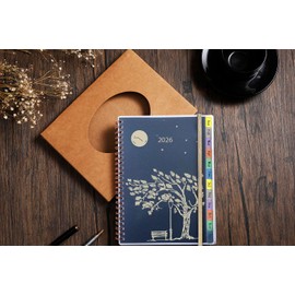 Diary 2026 Week to View A5, Spiral Annual Weekly & Monthly Planner with Tabs, Back Pocket, Password, Notes, Contact, UK Holiday, Elastic Personal Organiser Life Book, Jan.26 - Dec.26