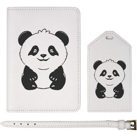 Azeeda 'Happy Panda' Passport Cover & Luggage Tag Travel Set (PA00026743)