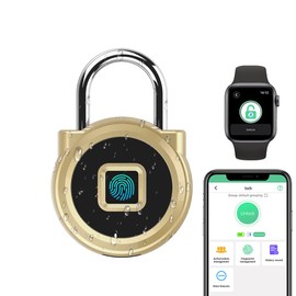 Gym Locker Padlock eLinkSmart Fingerprint Padlock with 1000+ App User - Outdoor Waterproof Security Smart Lock for Gym Locker Backpack Field Box (Black)