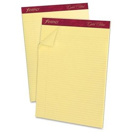 20022 Ampad Gold Fibre Narrow Ruled Prem. Writing Pads - 50 Sheets - 16 lb Basis Weight - Letter 8.50" x 11.75" - 12 / Dozen - Canary Yellow Paper