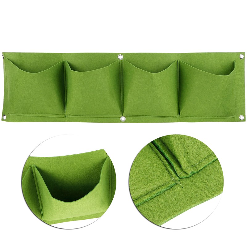 4Pcs 4 Pocket Plant Grow Bag Wall Mounted Reusable Degradable