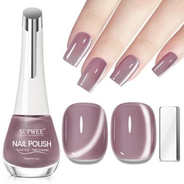 SUPWEE Magnetic Nail Polish Non Gel Quick Dry Glitter Cat Eye Nail Polish Cats Eye Toe Fingernail Air Drying Fast Lacquer Manicure Gift For Women Girls 16ml, 0.54fl oz