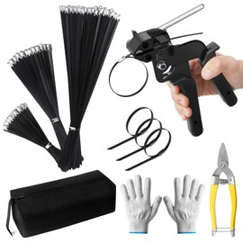 Metal Zip Ties Gun Set, Stainless Steel Zip Tie Tool with 150PCS Black Metal Zip Ties Heavy Duty Outdoor, Fastening Cutting Tie Tool Sets for Chain Link Fence, Exhaust Pipes, Automotive