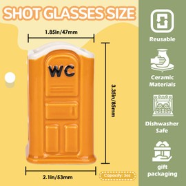 Funny Ceramic Porta Potty Shot Glasses: White Elephant Gag Fun Novelty Yankee Party Exchange Gifts for Adults，Humor Shot Glass Secret Santa and Shot Glass Collectors，Christmas Gifts for Men Women