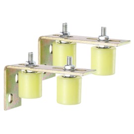 uxcell 2Set Slide Gate Guide Roller, 1-9/16" Nylon Rollers Gate Support Assembly with L-Rear Post Bracket, Universal Rolling Gate Guider for Sliding Door, Yellow