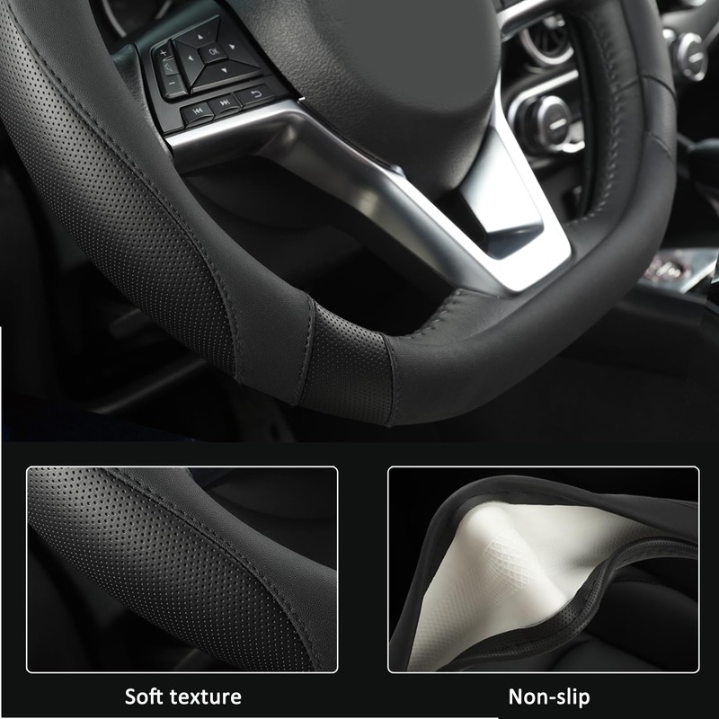 West Llama Flat Bottom Car Steering Wheel Cover for Nissan,D