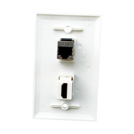 BOPLAT CAT7 Ethernet HDMI Wall Plate Female to Female, Single Gang 4K HDMI and CAT 7 RJ45 Cover Plate for CAT8/CAT7/CAT6 Network and HDTV Cables