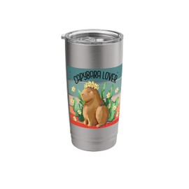Capybara flower crown nature harmony joy animal lover peace Stainless Steel Insulated Tumbler