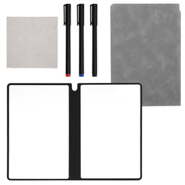 Reusable Notebook, Wipe Clean Notebook 24 x 16.5 cm, Portable Dry Wipe A5 Notebook, Erasable Notebook Dry Wipe for Office, Business, Home (Grey)