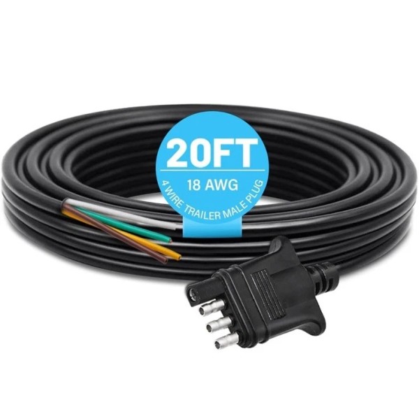 MECMO 4 Way Trailer End Connector Wire 20 Feet With