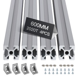 4pcs 600mm T Slot 2020 Aluminum Extrusion European Standard Anodized Linear Rail for 3D Printer Parts and CNC DIY Silver