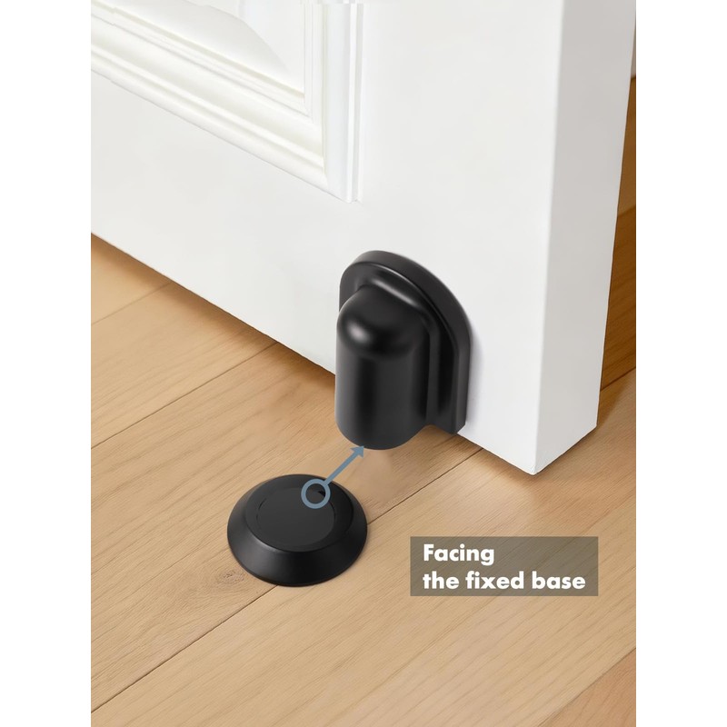 SORWDUERM 1 Pack Black Door Stopper Magnetic Door Cathc Matte