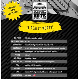 ZincKote Cold Galvanizing Paint/Coating - Cold Galv - 96% Zinc DFT - Steel Corrosion Protection - LOW VOC - Reloads Hot Dip Galvanizing - Made in the USA (Quart)