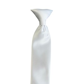 Holiday Bow Ties Baby-Boys Necktie Clip-On Solid White Polyester Satin for Christenings and Blessings (Toddler 10")