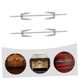 Totority 2 Sets Kitchen Rotating Chicken Forks Stainless Steel BBQ Grill Accessories for Roasting Durable Cooking Utensils for Outdoor Barbecue for Grilling Meat and Poultry