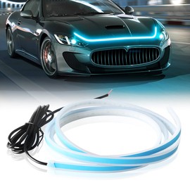 70'' Car Hood Light Strip, 12V Daytime Running Light Stirp Constant Light Waterproof Led Car Atmosphere Light Strip Universal (Ice Blue)