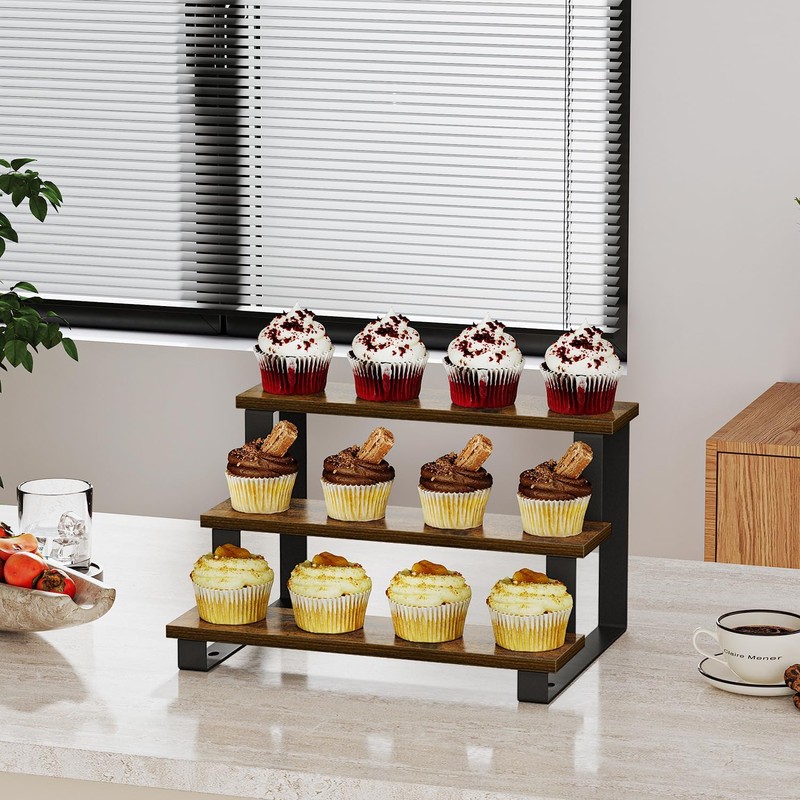 YINMIT Wooden Display Riser Stand,15.75 Inch Tiered Perfume and Cologne