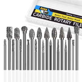 Carbide Burrs 20pcs Kit Double Cut Tungsten Carbide Burrs with 1/8’’ Shank Diameter Rotary File for Metal Carving Grinding Cleaning Polishing for Die Grinder Rotary Drill Tool Compatible with Dremel