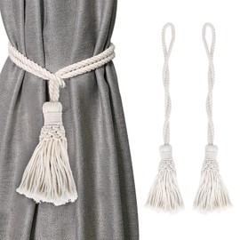 Simpeak Pack of 2 Curtain Tiebacks, Boho Curtain Holders, Cotton Tieback Curtain Holder Clips, Curtain Holder for Bedroom, Office, Curtains Decoration