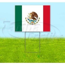 Mexico Flag (18" X 24") Yard Sign, Quantity Discounts, Multi-Packs, Includes Metal Step Stake, Bandit Sign