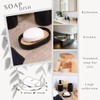 Sleek Matte Black Soap Dish with Bamboo Base - Polyresin