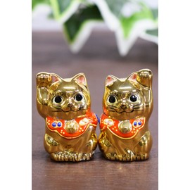 かわいい 招き猫 置物 九谷焼 ちび招き猫 ゴールド 開店祝い 誕生日 プレゼント ペア ギフト