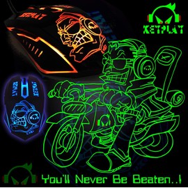 KEYPLAY - LUKE - Gaming Mouse Ergonomic 6 Buttons 7 Color Led Light 4 Adjustable DPI High Resolution UV Skin Friendly Surface Gamer Mouse USB Wired PC MAC LINUX Computer Mouse
