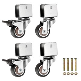 PATIKIL 1.5 Inch Caster Wheels, 4 Pcs Swivel Casters (2 Brake & 2 Swivel) with 0.8" U Bracket Opening 55 Lb Capacity Per Caster for Furniture Office Chairs Carts and Cabinets, Brown