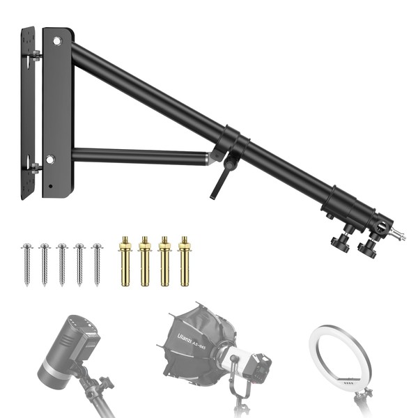 ULANZI TB25 Ring Light Wall Mount Triangle Boom Arm 51inch/130cm, Save Space Angle Flexible Rotation for Studio Photography Studio Video Light, Monolight, Photography, Softbox, Reflector(4.26ft)