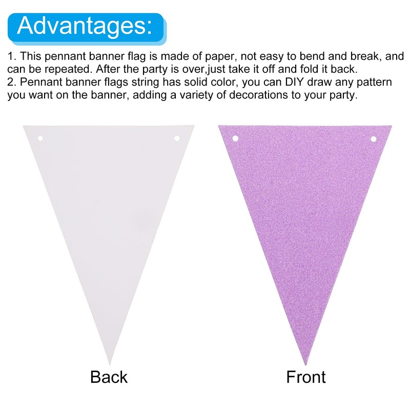 sourcing map 2 Pcs 10 Feet Light Purple Pennant Banner