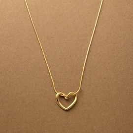 Cream Dot Stainless Steel Necklace, Hypoallergenic, Surgical Stainless Steel, Women's, Short, Snake Chain, Heart, Twist, Metal, Simple, Gold, Silver
