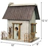 Nature Creations Stone Chimney Bird Cottage, White – Handcrafted Wooden