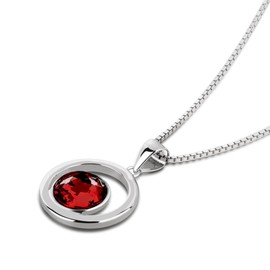 Schöner-SD Round Pendant Necklace 925 Silver, Silver