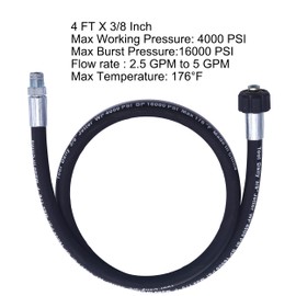 Tool Daily Pressure Washer Whip Hose with Swivel, Hose Reel Connector for Pressure Washing, 4 FT (3/8 NPT Solid + M22 Female)