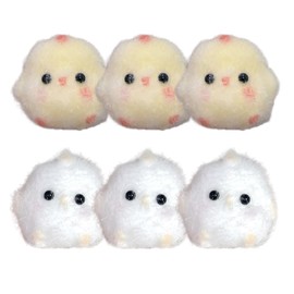 6 PCS Taba Squishy, Fufu Squishy, Taba Squishy Kit, Fufu Squishies Yellow and White Bobo Chicken, 4x3x3cm Furry Squishy Toy Kit for Office, Home, Travel, Stress Relief Fidget Toys for Adults, Kids ﻿