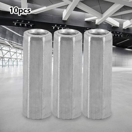 Carbon Steel Hex Coupling Nuts, 10pcs Long Rod Nut Hex Coupling Nuts Hexagonal Sleeve Nut Standoff M8 Threaded Fasteners for Industrial, Construction Fasteners, Communication Equipment (M8*40)
