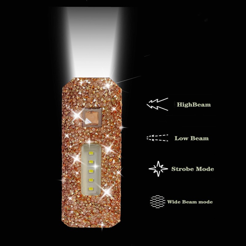 Pink Flashlight for Girls Rechargeable Flashlights Bling Diamond Rhinestone Camping