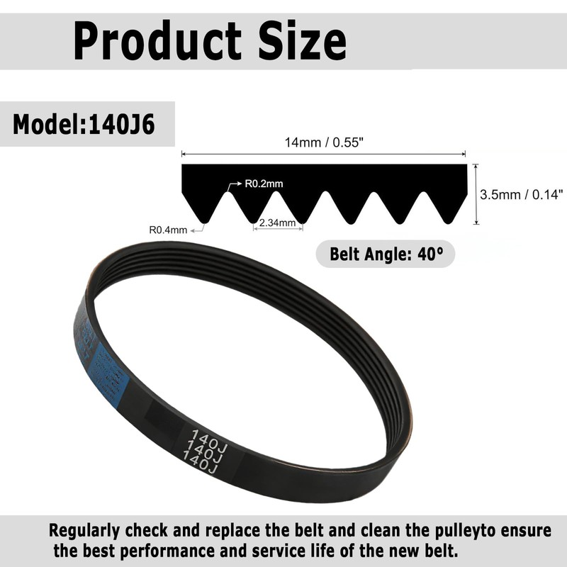 2pcs 140J6 Planer Drive Belt 5140055-59 Replacement V Belt for