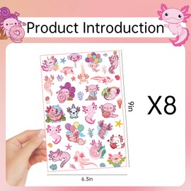 Axolotl Temporary Tattoos Stickers Decorations - 200+ Pink Axolotl Birthday Decoration Favors Cute Temporary Tattoos Gifts For Kids Girls Boys Party Favor Supplies Rewards Gifts Classroom Decor