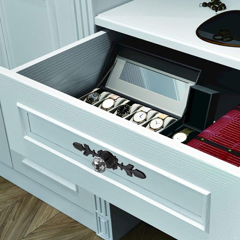 ESreake Drawer Dresser Knobs Pull Handles,Large Size Black Diamond Clear