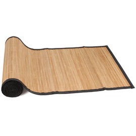 1x - BambooMN Brand Bamboo Slat Table Runner - Brown with Black Border
