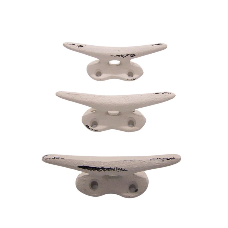 Wowser Nautical White Cast Iron Boat Cleat Wall Hooks, 3.5