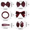 phnydreg Girl Dark Red Hair Bow Accessories 18 Pieces Uniform