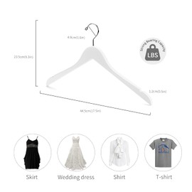 Nature Smile Wooden Coat Hangers Wood Shirt Dress Jacket Clothes Hangers with Extra Smooth Finish, 360 Degree Swivel Hook(10pcs White)
