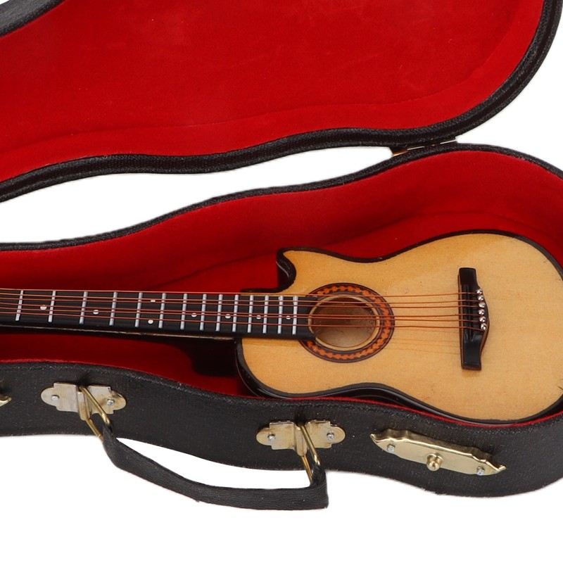 Minature Guitar Model Wooden Mini Musical Instrument Guitar Replica with