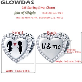 GLOWDAS Valentine's Day Theme Charms, I Love You, Smile, Face, Dreamcatcher, Love, Heart, Flowers, Knot Penny 1, Crescent Moon and Star Beads in Sterling Silver, Gifts for Family/European Bracelet,