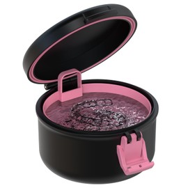 Leak-proof Denture Bath Cup for Travel Denture Cup for Soaking Dentures Retainer Cleaning Case with Strainer (Black+Pink)
