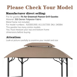SCOCANOPY Grill Gazebo Replacement Cover Fit for Greenvail Paxton Grill Gazebo,for Model A103001900, A111017200,240084,(Khaki)