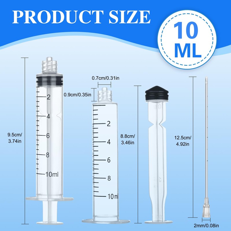 10 Pack 10ml Luer Lock Syringe - Syringes for Liquid